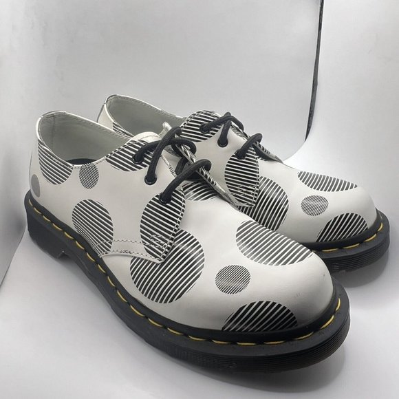 Dr. Martens 1461 Polka Dot Smooth Leather Oxford Shoes Womens 7 /38 White Black - Picture 2 of 10